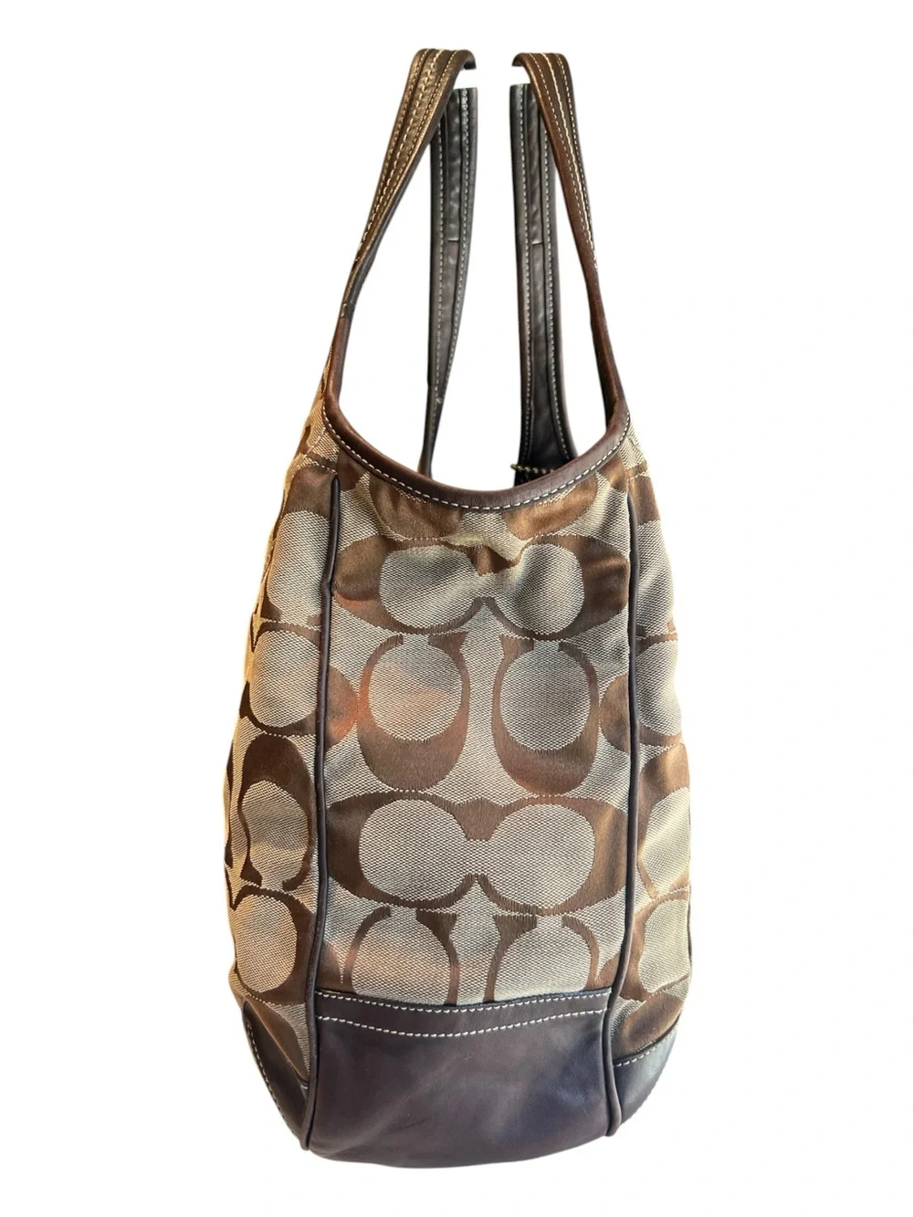 vintage Coach Ergo Signature Canvas Y2K hobo jacquard C monogram  brown leather